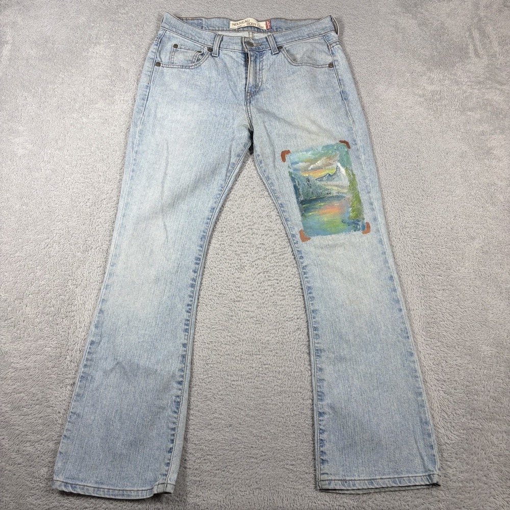 VINTAGE Levi's 315 Nouveau Bootcut Jeans Womens 6S Hand Painted Artist 1:1